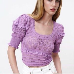 Zara Pointelle Knit Top